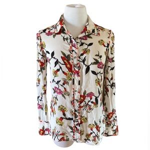 Diane Von Furstenberg Long Sleeve Floral Blouse